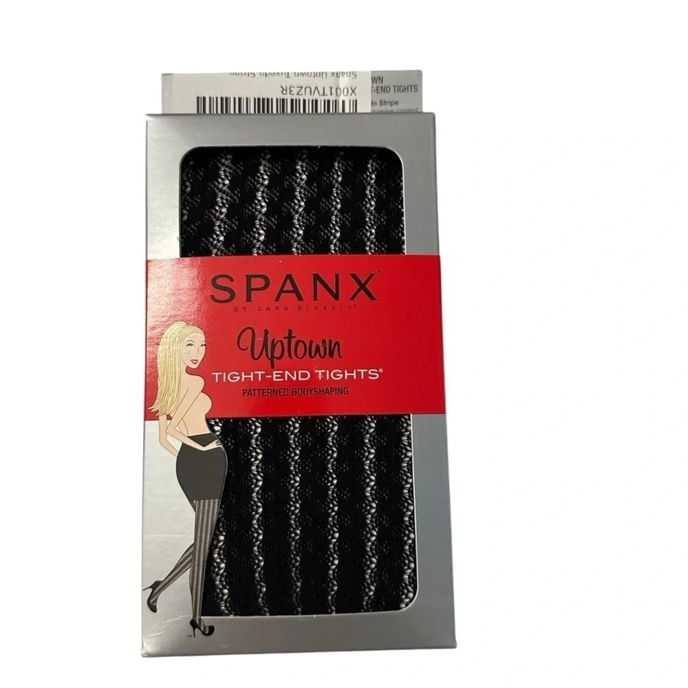 SPANX by Sara Blakely Uptown Tight-End Tights Balck Tuxedo Stripe Sz 968/B NWT